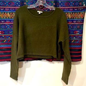 Cropped super soft olive green sweater